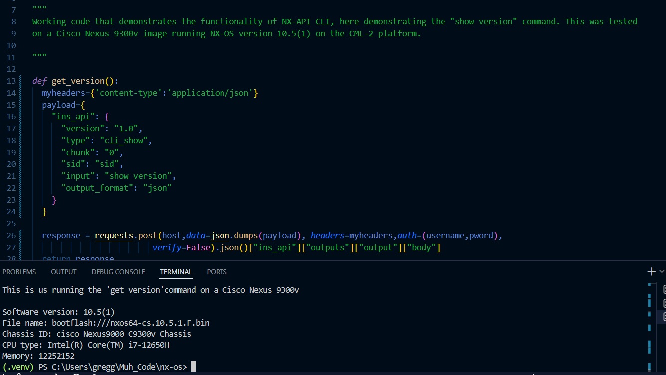 Python development environment for network automation