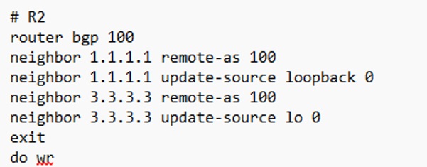 R2 BGP configuration commands
