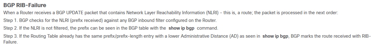 Cisco explanation of BGP RIB failure