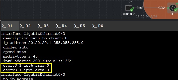 Interface config showing ospfv3 lines to remove on GigabitEthernet0/2