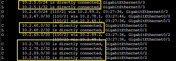 R8 show ip route including connected networks