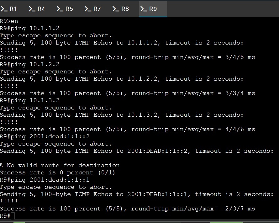 R9 successful pings after summarization and filtering